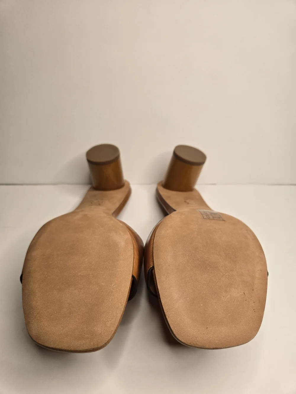 Tory Burch Ines Heeled Mule Tan Leather Logo Slip On Open Toe Women Size 6.5M